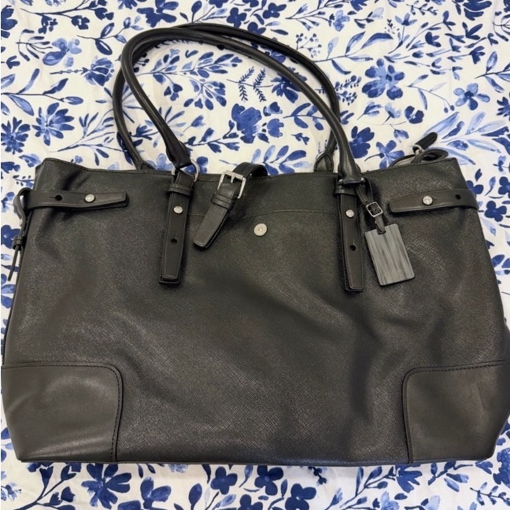 Tumi Black Leather Tote Bag